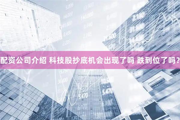 配资公司介绍 科技股抄底机会出现了吗 跌到位了吗？
